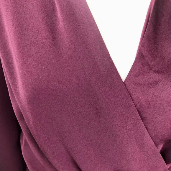 Banana Republic Tall Wrap Dress Plum Burgundy Jewel Tone 3/4 Sleeve Size 10 - Picture 5 of 12